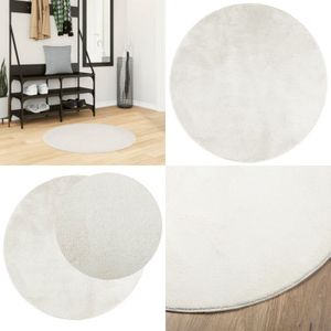 Vidaxl - Teppich oviedo Kurzflor Creme ø 80 cm - Kuschelteppich - Kurzflorteppich - Cremefarbener Teppich - Wohnraumteppich - Schlafzimmerteppich