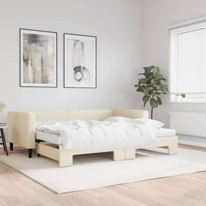 Torana - Tagesbett Ausziehbar mit Matratzen Creme 90x200 cm Stoff