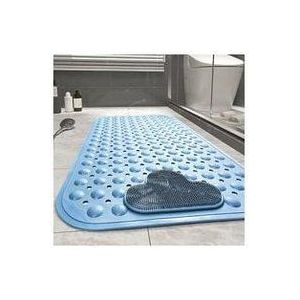 Rutschfeste Duschmatte, 70 x 40 cm, Massage-Badematte, Badematte mit Ablauflöchern und Saugnäpfen – Blau