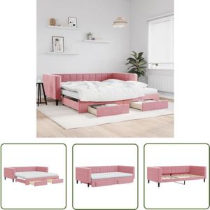 vidaXL Tagesbett Ausziehbar mit Schubladen Rosa 100x200 cm Samt