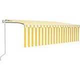 Markise Automatisch mit Rollo led Windsensor 5x3m Gelb & Weiß Vidaxl