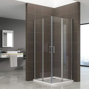 Duschkabine in der Höhe 180 cm, Eckeinstieg mit Falttüren aus 6 mm durchsichtigem esg - Sicherheitsglas DGK60 80x80 cm - Duschbär