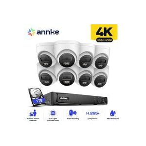 Annke - 4K Überwachungskamera Set für den Außenbereich mit 8 Nachtsicht Videoüberwachungssets+ Netzteil, 1TB