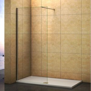 50X200cm Walk in Duschkabine Duschwand Duschabtrennung 8mm NaNo Glas Seitenwand mit Stabilisator