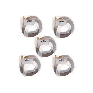 Vhbw - 5x 3D Prägeband-Schriftband-Kassette kompatibel mit Dymo 1535, 1540, 1550, 1570, 1575, 1745, 1755 Etiketten-Drucker 9mm Weiß auf Gold