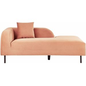 Beliani - Chaiselongue Pfirsichrosa Samtstoff Linksseitig mit Kissen Modernes Design Retro Stil Relaxliege für Wohnzimmer Schlafzimmer Indoor