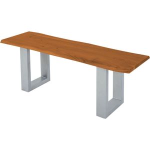 Sam Outillage - Sitzbank Baumkante 120 cm Cognac massiv Akazie silber esra
