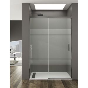 Basic Duschabtrennung 1+1 ohne Bodenprofil 5 Farben 2 Glasarten 6mm in Aluminium Titan-profil 95-100 cm Siebdruck glas - Allstone