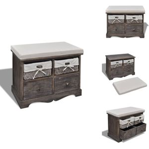 Sitzbank mit Stauraum Braun 62×33×42 cm Paulownia Holz - Aufbewahrungstruhe - Aufbewahrungskiste - Lagerbox - Lagerboxen