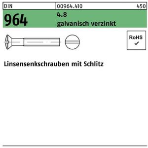 Linsensenkschraube DIN 964 Schlitz M 3 x 25 4.8 galvanisch verzinkt