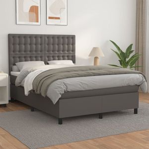 Torana - Boxspringbett mit Matratze Grau 140x190 cm Kunstleder
