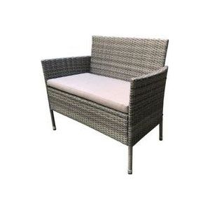 Rattanbank 2 Sitzer Braun Greta 103x59x85cm Gartenbank inkl Sitzkissen - Trendline