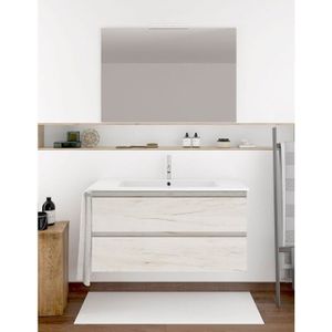 Allstone - Ibiza Badezimmer-Set mit 2 Schubladen, 8 verschiedene Farben, 15 Maße, inkl. Möbel, Waschbecken und Spiegel, Graphit 80x40Cm