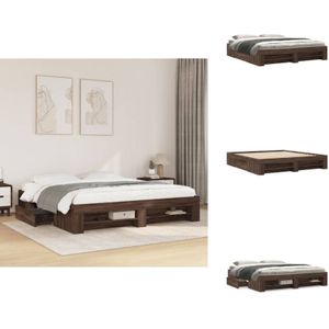 Bettgestell ohne Matratze Braun Eichen-Optik 200x200 cm - Bettgestell - Bettgestelle - Bettrahmen - Bett