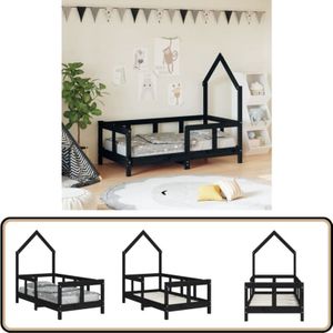 Vidaxl - Kinderbett Schwarz 70x140 cm Massivholz Kiefer - Holz Kinderbett - Kiefernholz Kinderbett - Kleinkinderbett - Kinderzimmer Deko