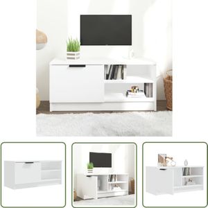 TV-Schrank Weiß 80x35x36,5 cm Holzwerkstoff - tv Schrank - Fernsehtisch - Regal - Wohnzimmereinrichtung - Weißer tv Stand - The Living Store