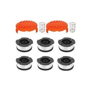 GABRIELLE Packung mit 6 Fadenspulen mit 2 Abdeckungen als Ersatz für Black Decker Rasentrimmer, Ersatzspule mit automatischem Vorschub für