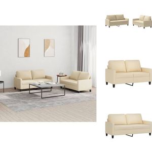 Vidaxl - 2-tlg. Sofagarnitur mit Kissen Creme Stoff - Couch - Sofa Garnitur - Wohnzimmersofa - Creme Sofa - Gemütliches Sofa