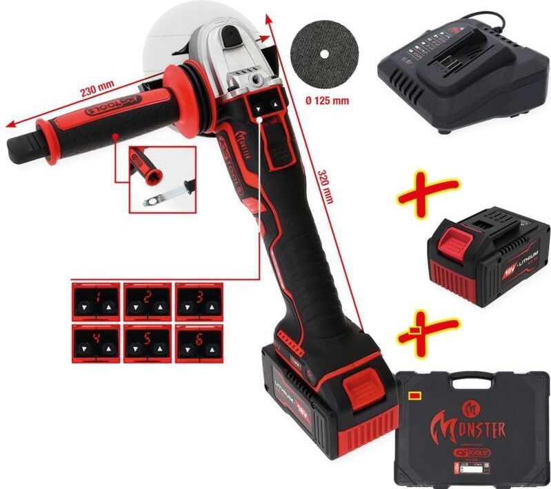 Kstools - ks Tools eMONSTER Brushless-Akku-Winkelschleifer-Satz , 4-tlg