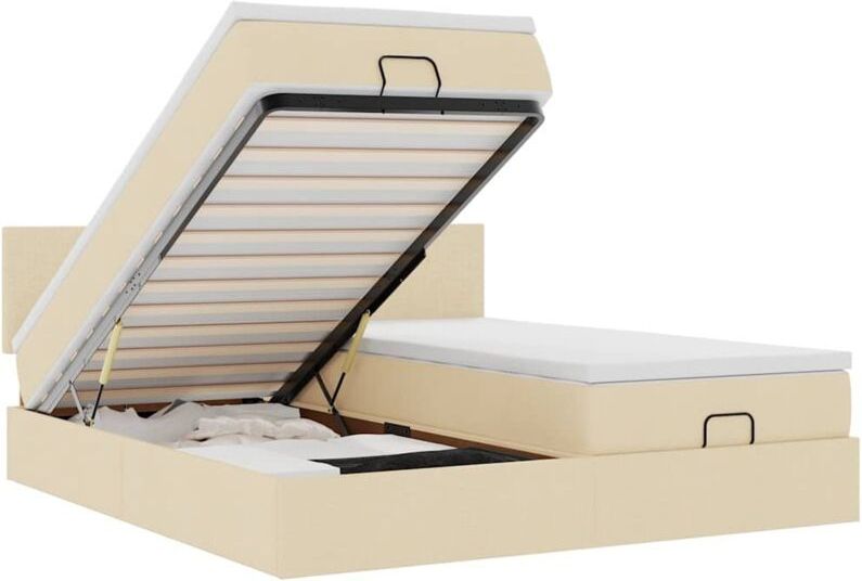Vidaxl - Ottoman-Bett mit Matratzen & LEDs Creme 180x200 cm Stoff