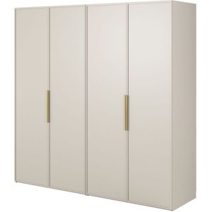 Selsey - Frame - Kleiderschrank 4-türig mit 2 Kleiderstangen und Regalen, 200 cm, greige