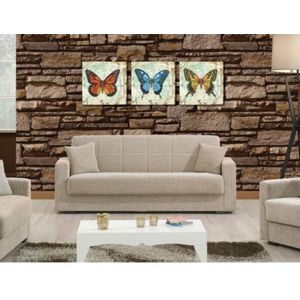 Dmora - Schlafsofa Dlunett, Lineares 3-Sitzer-Container-Schlafsofa, Wohnzimmersofa aus gepolstertem Stoff mit Klick-Klack-Öffnung, 212x80h87 cm, Blau