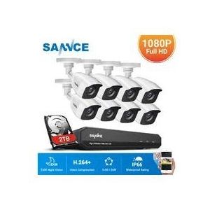 Sannce - 720P Heimvideo-Sicherheitssystem mit 1080N dvr mit 8 Style-C-Kameras – 2 tb Festplatte