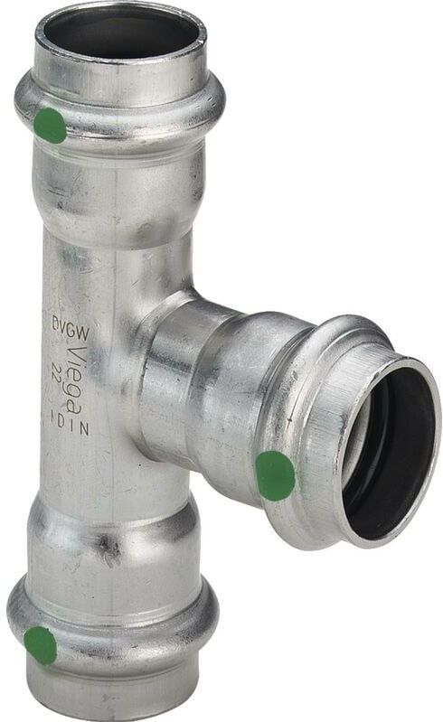 T-Stück reduziert Sanpress Inox Edelstahl 54x35x54mm - Edelstahl - Viega