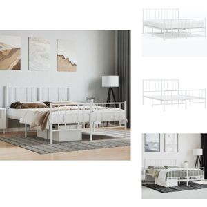 Vidaxl - Bettgestell mit Kopf- und Fußteil Metall Weiß 140x190 cm - Metallbettfassungen - Bettsrahmen Weiß - Doppelbett Gestell - Boxspring Rahmen