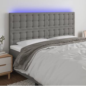 Led Kopfteil Dunkelgrau 160x5x118/128 cm Stoff Vidaxl