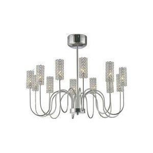 Diyas - Inspired Martina Pendelleuchte mit 12 Leuchten, G4, poliertes Chrom/Kristall, nicht kompatibel mit LEDs und Kompaktleuchtstofflampen