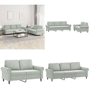 Vidaxl - 2-tlg. Sofagarnitur mit Kissen Hellgrau Samt - Samtsofa - Wohnzimmersofa - Couch - Couchgarnitur - 2er Sofa - Home & Living