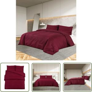 The Living Store - Bettwäsche-Set Bordeauxrot 225x220 cm Baumwolle - Bettsachen - Bettwäsche - Baumwollbettwäsche - Bordeaux Rot - Doppelbett
