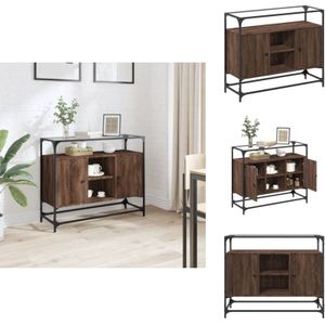 Vidaxl - Sideboard mit Glasplatte Braun Eiche 98x35x81 cm Holzwerkstoff - Sideboard - Buffettisch - Wohnwand - Wohnzimmermöbel - Holzmöbel