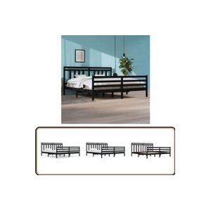 Massivholzbett Schwarz 200x200 cm - Holzbetten - Doppelbett - Kiefernholzbett - Massiver Rahmen - Boxspringbett
