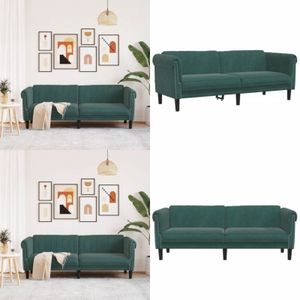 Vidaxl - Sofa 3-Sitzer Dunkelgrün Samt - Samtsofa - Wohnlandschaft - 3er Sofa - Dunkelgrünes Sofa - Modernes Sofa - Home & Living