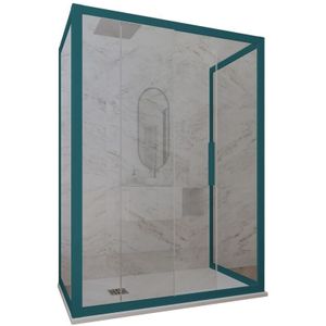 Forte - 3-seitige Duschkabine 70x150x70 Klarglas Grün Night Watch Deco Trio
