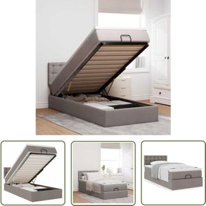VidaXL Ottoman-Bett mit Matratze Taupe 100x200 cm Stoff