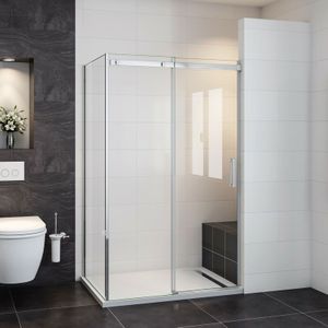 Duschparadies-de - Schiebetüren:160cm+Seitenwand:80cm Duschkabine Duschwand 8mm Nano esg Glasdusche Schiebetür Duschwand