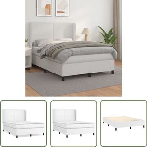 The Living Store - Boxspringbett mit Matratze Weiß 140x200 cm Kunstleder - Boxspringbett - Betten - Doppelbett - Weißes Bett - Kunstlederbett