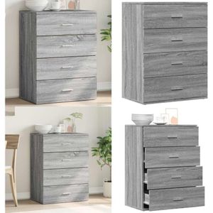 Sideboard Grau Sonoma 60x39x80 cm Holzwerkstoff - Schreibtisch - Wohnzimmermöbel - Sideboard Grau - Holz Sideboard - Regal - Home & Living