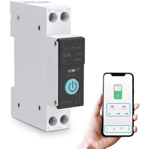 Sonew Leitungsschutzschalter für die Hutschiene, Smart wifi Switch Home Circuit Breakers, Handy-Fernbedienung 3 Timing-Modi für Haushaltsgeräte(63A)