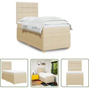 VidaXL Boxspringbett mit Matratze Creme 100x200 cm Stoff