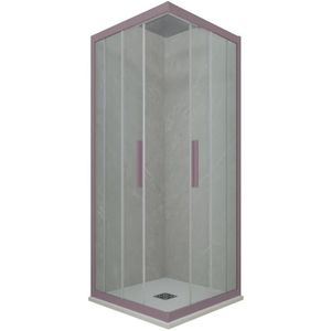 Eck-Duschkabine in pvc 100x100 Klarglas Lavendel Kolors