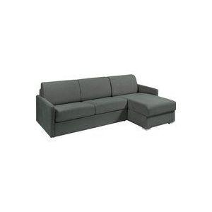 Vente-unique - Ecksofa mit Matratze - Ecke wechselbar - Stoff - Grau - Liegefläche mit Lattenrost mit breiten Latten 160 cm - Matratze 22 cm - calife