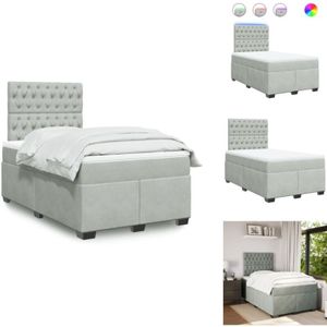 Boxspringbett mit Matratze Hellgrau 120x200 cm Samt - Boxspringbett - Doppelbett - Samtbett - LED Beleuchtung - Höhenverstellbares Kopfteil