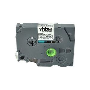 Vhbw - 1x Schriftband-Kassette kompatibel mit Brother pt 1100QL, 1100ST, 1120, 1100SB, 1100SBV Etiketten-Drucker 12mm Schwarz auf Transparent,