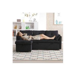 Okwish - Multifunktionales Schlafsofa mit Stauraum und Ausziehbett, austauschbares Schlafsofa mit Chaiselongue, Anbausofa mit Stauraum, modulares