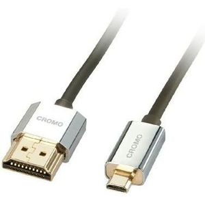Lindy - 1 Meter hdmi zu Micro hdmi a/d chrome chrome Kabel, Slimline High Speed, 4k@60Hz bis 18G 3D 1080p hdcp 2.2 hdr, Zertifiziert arc, cec, atc