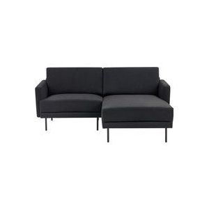 Beliani - Ecksofa Schwarz Stoff Linksseitig 2-Sitzer Sofa mit Schwarzen Metallfüßen Glamour Modern Wohnzimmer Büro Arbeitszimmer Wohnküche Esszimmer